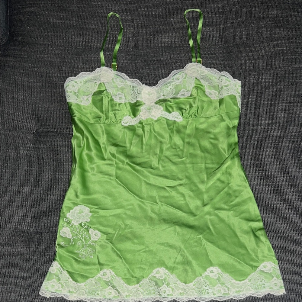 Green Satin Lace Chemise - Women Intimates